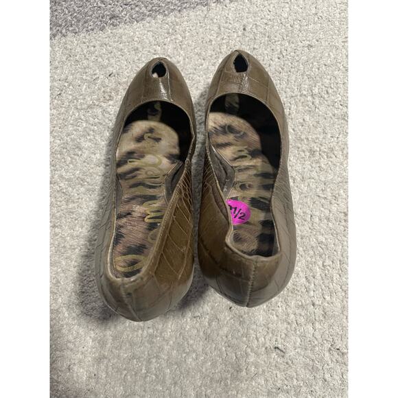 Sam Edelman Womens 8.5 M Niland Peep Toe Leather Heels Reptile 49879252 Brown - Picture 11 of 13